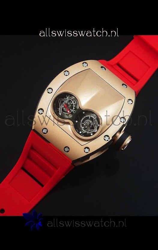 IMG_9086 Richard Mille RM053 Tourbillon Pablo Mac Donough Pink Gold Case Red Strap 3
