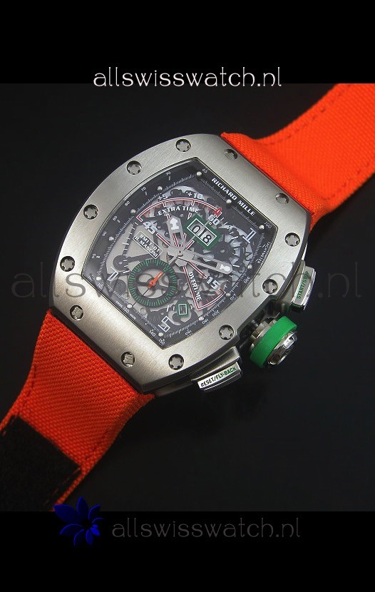 IMG_9086 Richard Mille RM011 Filipe Massa Titanium Casein Orange Nylon Strap 3