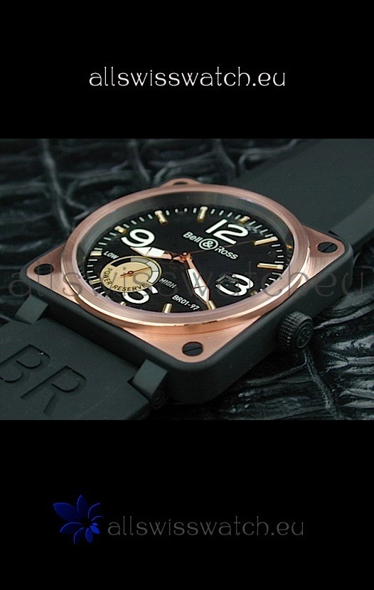 IMG_9086 Bell and Ross BR01 97 Power Reserve Rose Gold in Black Dial 3