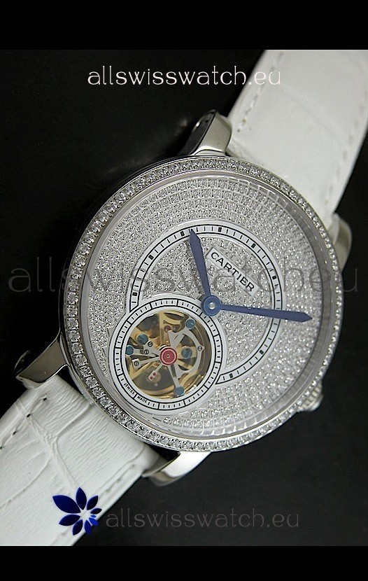IMG_9086 Cartier Ronde de Tourbillon Diamond in White Strap 3