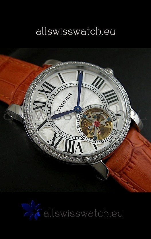 IMG_9086 Cartier Ronde de Tourbillon Diamond in Brown Strap 3