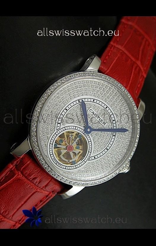 Cartier Ronde de Tourbillon Diamond in Red Strap 3