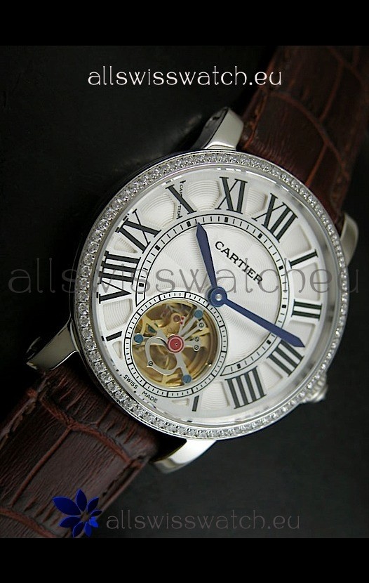 IMG_9086 Cartier Ronde de Tourbillon Diamond in Brown Strap 3