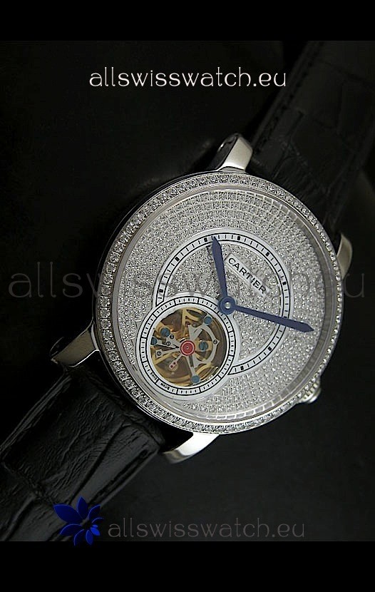 IMG_9086 Cartier Ronde de Tourbillon Diamond in Black Strap 3