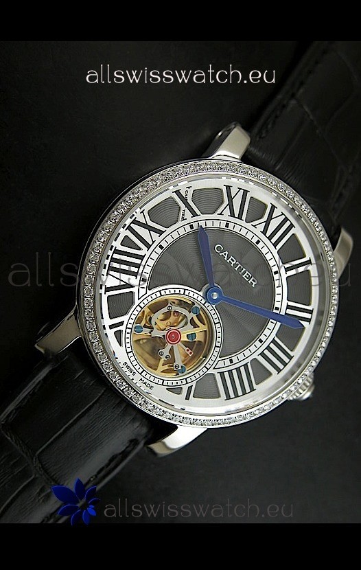 IMG_9086 Cartier Ronde de Tourbillon Diamond in Black Dial 3