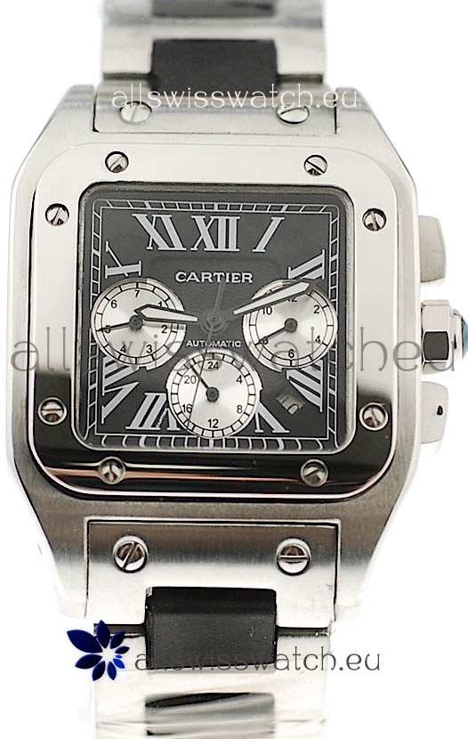 IMG_9086 Cartier Santos 100 in Black Dial 3