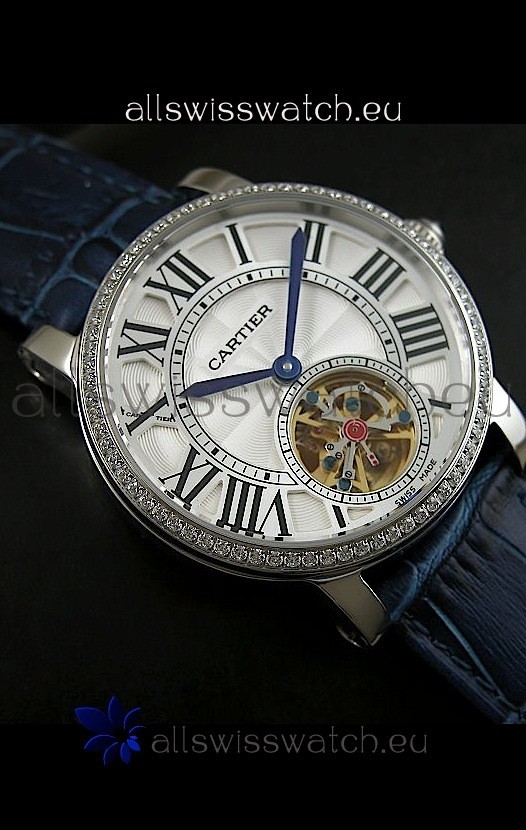 IMG_9086 Cartier Ronde de Tourbillon Diamond in Blue Strap 3