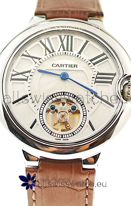 IMG_9086 Ballon Bleu De Cartier flying Tourbillon Steel in Brown Strap 3