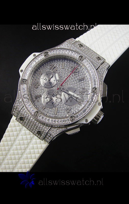IMG_9086 Hublot Big Bang Rose Stainless Steel Quartz Movement in White Strap 3