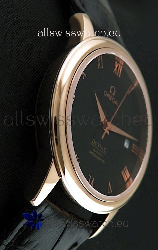 Omega DeVelie Co-Axial Chronometer Rose Gold in Black Dial 3
