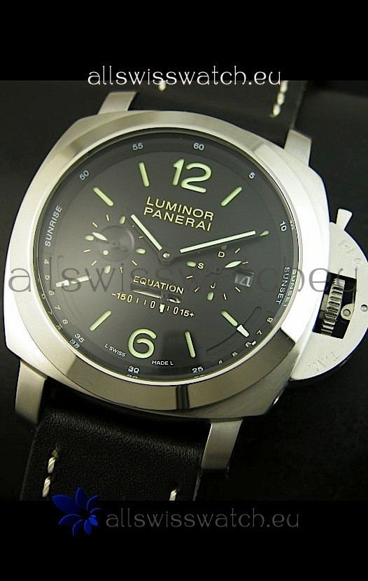 IMG_9086 Panerai PAM365 L’Astronomo Luminor 1950 GMT Equation of Time Black Dial Steel 3