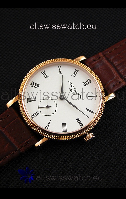 IMG_9086 Patek Philippe Calatrava Mens in Yellow Gold Case Brown Strap 3