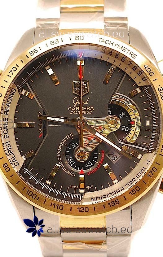 IMG_9086 Tag Heuer Grand Carrera Calibre 36 Two Tone Gold in Black Dial 3