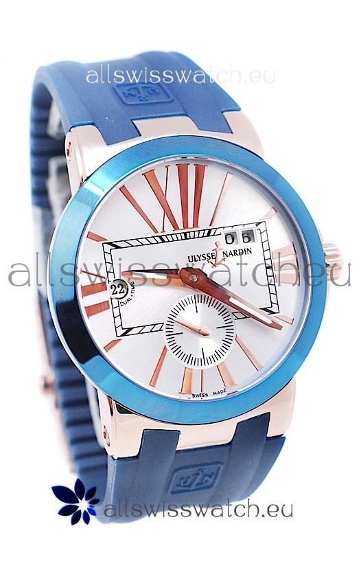 IMG_9086 Ulysse Nardin Executive Dual Time in Smooth Blue Bezel 3