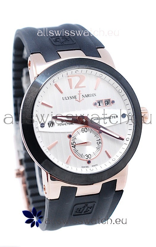 IMG_9086 Ulysse Nardin Executive Dual Time Rose Gold in Black Bezel 3