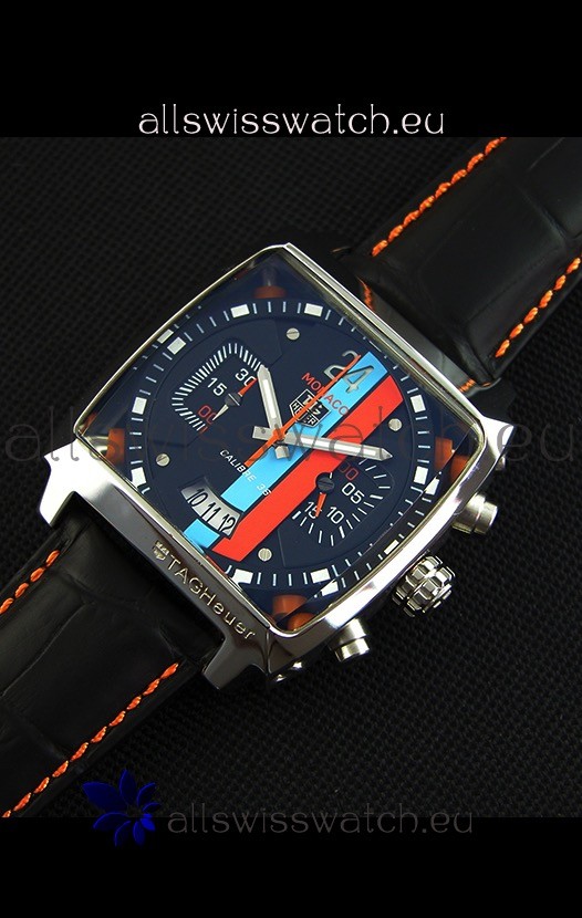 IMG_9086 Tag Heuer Monaco 24 Quartz in Red/Blue Stripes Dial 3