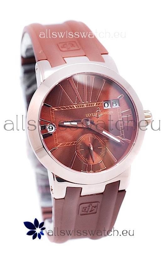 IMG_9086 Ulysse Nardin Executive Dual Time Rose Gold in Brown Dial 3