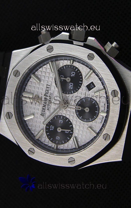 IMG_9081 Audemars Piguet Royal Oak Chronograph White Dial Rubber Strap Replica 4