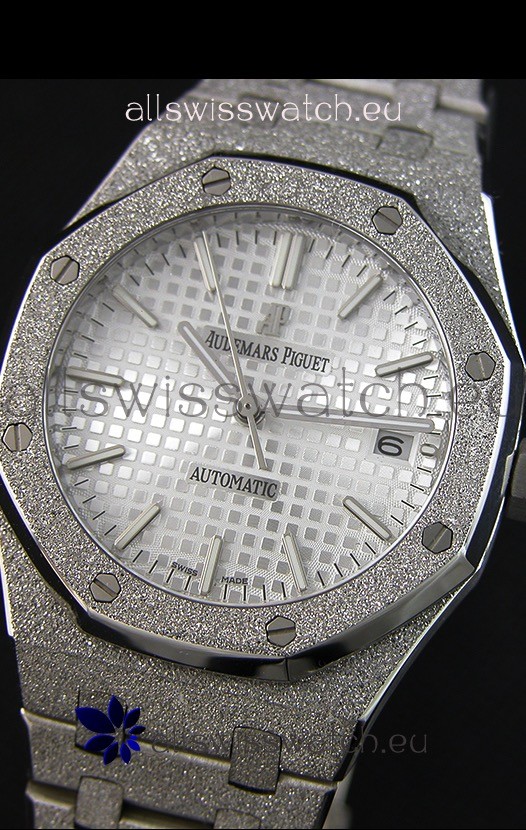 IMG_9081 Audemars Piguet Royal Oak Frosted Self-Winding White Gold White Dial 1:1 Mirror Replica 4