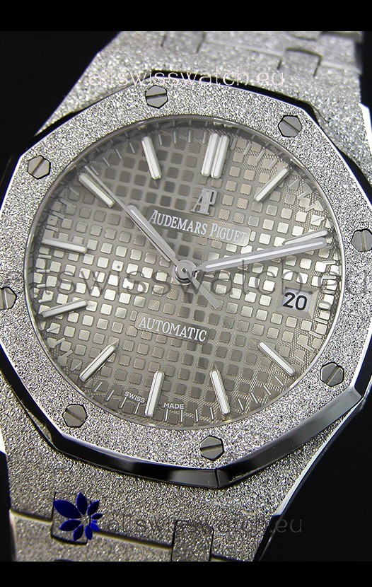 IMG_9081 Audemars Piguet Royal Oak Frosted Self-Winding White Gold Grey Dial 1:1 Mirror Replica 4