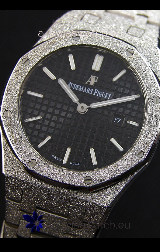 Audemars Piguet Royal Oak Frosted White Gold QUARTZ Black Dial 33MM - 1:1 Mirror Replica 4