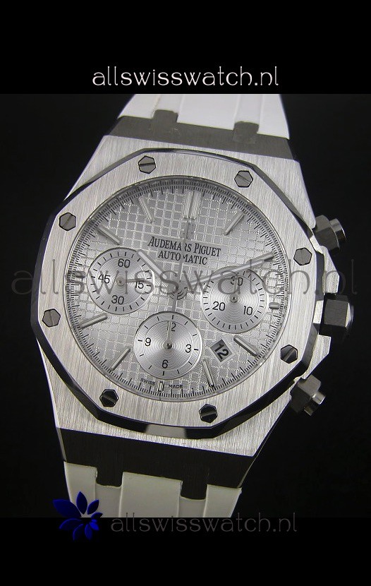 IMG_9081 Audemars Piguet Royal Oak Chronograph in Stainless Steel Case White Dial Replica 4