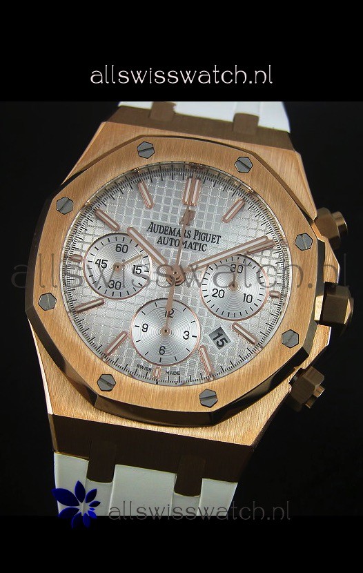 IMG_9081 Audemars Piguet Royal Oak Chronograph in Yellow Gold in Polished White Dial Replica 4