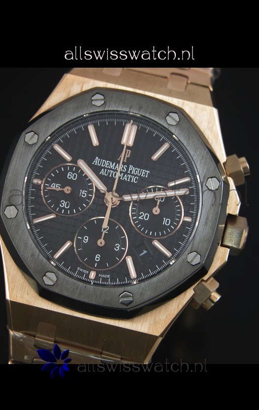 IMG_9081 Audemars Piguet Royal Oak Rose Gold in Black Textured Ceramic Dial - 1:1 Mirror Replica 4