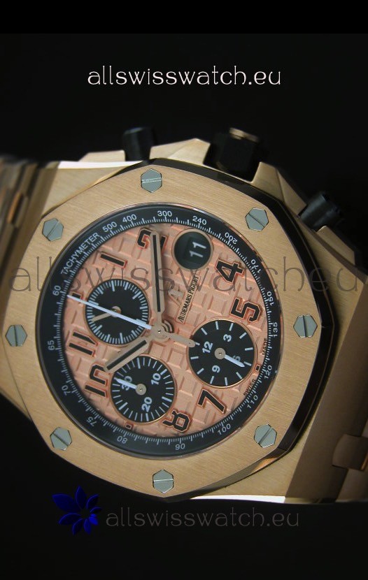 IMG_9081 Audemars Piguet Royal Oak Offshore THEMES Pink Gold Casing Replica 4