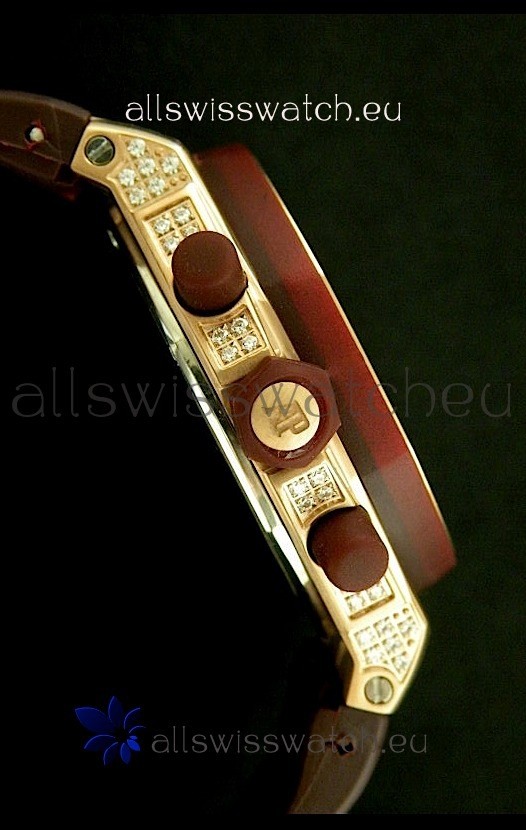 IMG_9081 Audemars Piguet Royal Oak Ladies Alinghi Limited Edition Gold in Maroon Dial Replica 4