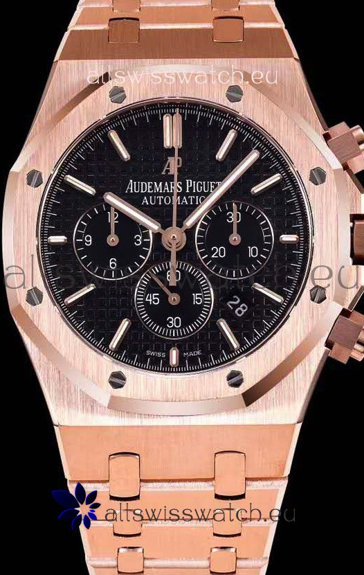 IMG_9081 Audemars Piguet Royal Oak Chronograph Pink Gold Case Black Dial - 1:1 Mirror Replica 4