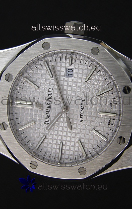 IMG_9081 Audemars Piguet Royal Oak 41MM Silver Dial Steel Strap - 1:1 Mirror Ultimate Edition Replica 4