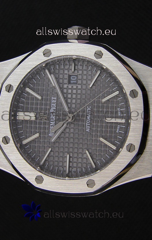 IMG_9081 Audemars Piguet Royal Oak 41MM Grey Dial Leather Strap - 1:1 Mirror Ultimate Edition Replica 4