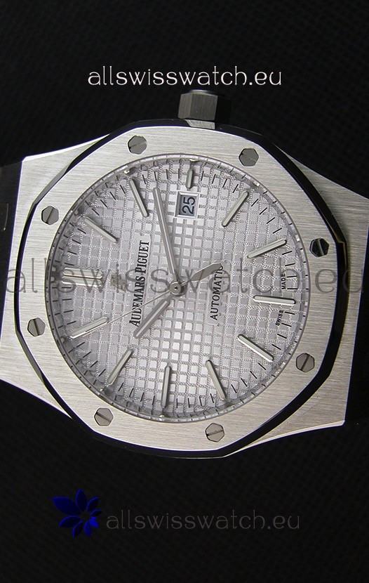 IMG_9081 Audemars Piguet Royal Oak 41MM Silver Dial Rubber Strap - 1:1 Mirror Ultimate Edition Replica 4