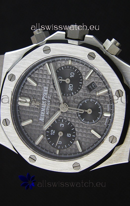 IMG_9081 Audemars Piguet Royal Oak Chronograph Slate Grey Dial Steel Strap Replica 4