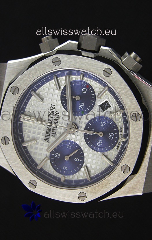 IMG_9081 Audemars Piguet Royal Oak Chronograph White Dial Steel Strap Replica 4