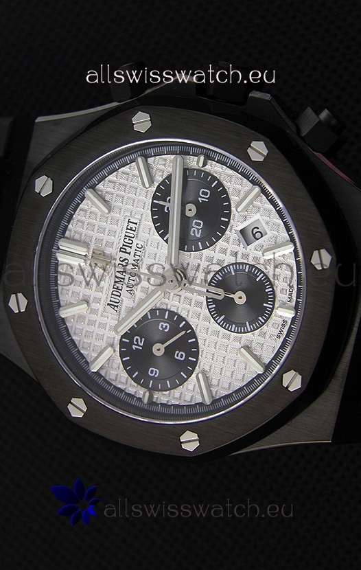 IMG_9081 Audemars Piguet Royal Oak Chronograph Silver Toned Dial Black Subdials Replica 4