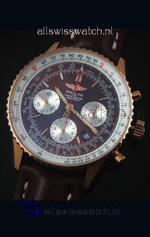 IMG_9081 Breitling Navitimer 01 Brown Dial Rose Gold 1:1 Mirror Replica 4