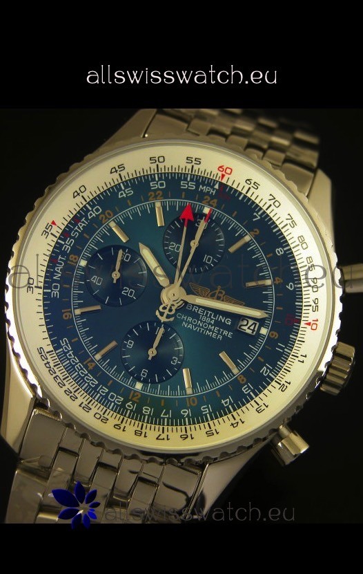 IMG_9081 Breitling Navitimer World GMT - 1:1 Mirror Ultimate Edition Blue Dial Replica 4