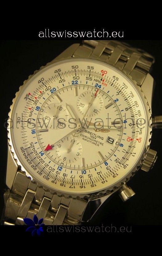 IMG_9081 Breitling Navitimer World GMT - 1:1 Mirror Ultimate Edition White Dial Replica 4