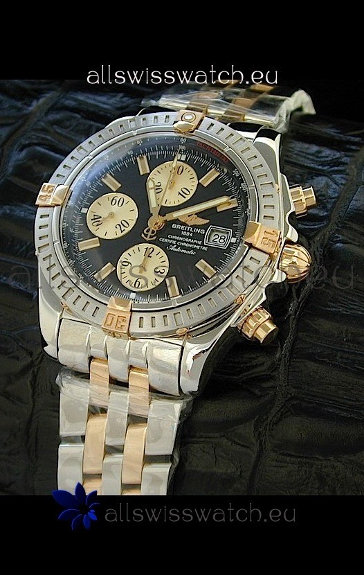 IMG_9081 Breitling Windriderin Black Dial Two tone Casing Replica 4