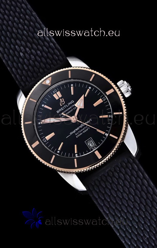 IMG_9081 Breitling SuperOcean Heritage II 44MM Black Dial Two Tone 904L Rubber Strap 1:1 Mirror Replica 4