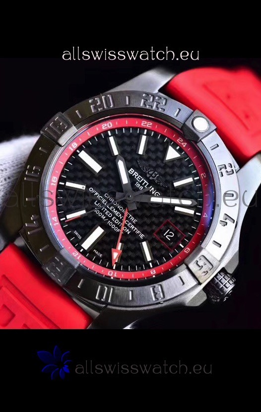 IMG_9081 Breitling Chronometre GMT Carbon Dial with Rubber Strap 1:1 Mirror Replica 4