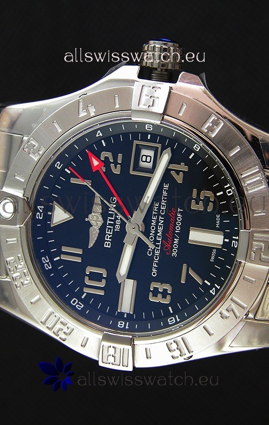 IMG_9081 Breitling Avenger II GMTin Black Dial Steel Strap 1:1 Mirror Version Replica 4