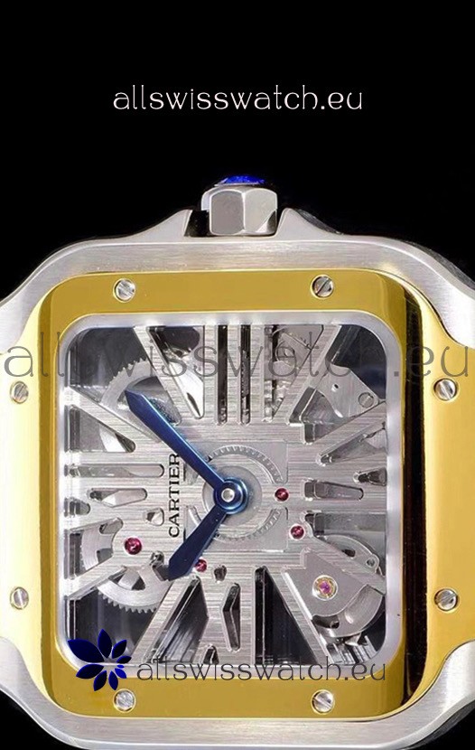 IMG_9081 Cartier Santos DUMONT Skeleton in Two Tone Bezel Replica 4