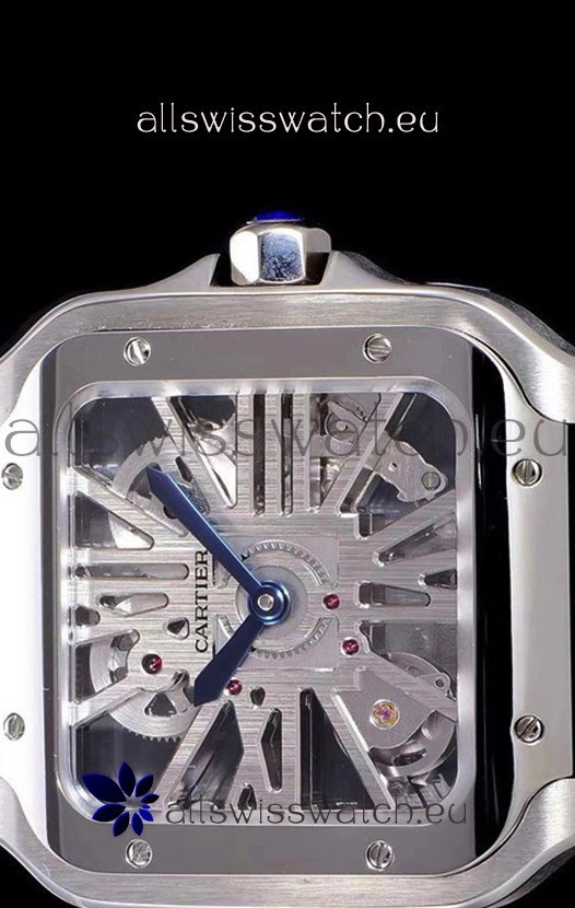 Cartier Santos DUMONT Skeleton in Stainless Steel Replica 4