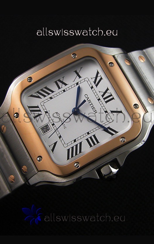 IMG_9081 Cartier Santos De Cartier 1:1 Mirror - 40MM Two Tone Steel Replica 4
