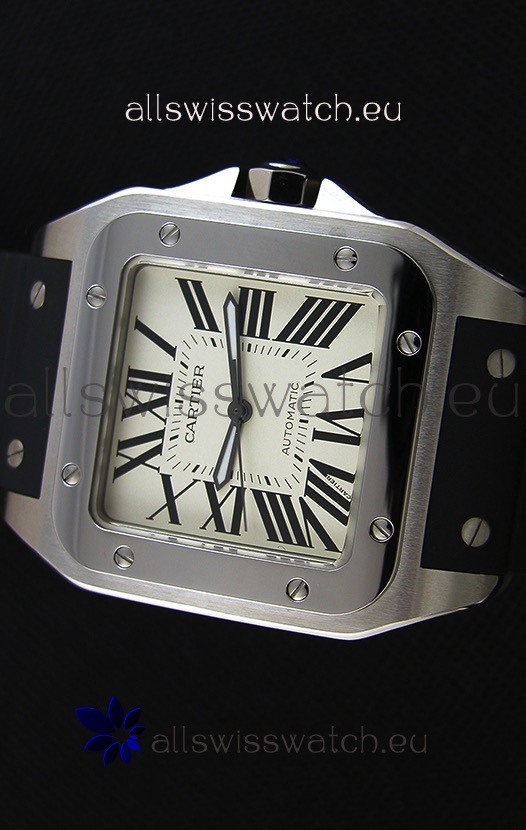 IMG_9081 Cartier Santos De Cartier 1:1 Mirror 39MM Rubber Strap Replica 4