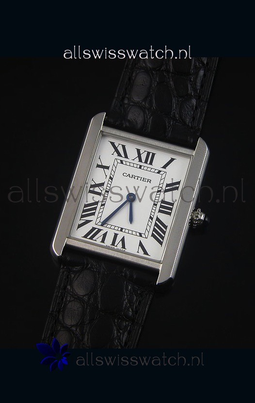 Cartier Tank Solo Quartz Leather Strap Mid Size 28MM Wide Replica 4