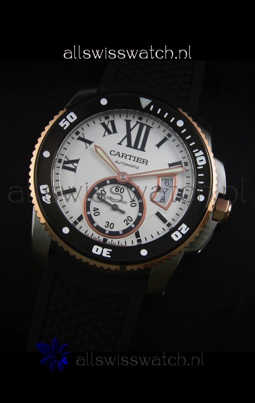 IMG_9081 Calibre De Cartier 42MM White Dial Two Tone Case - 1:1 Mirror Replica 4